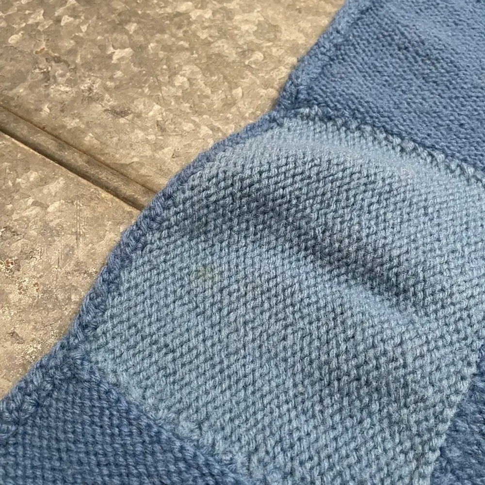Vintage 1967 Poodle Handmade Quilt Blanket Throw Blue White 60s Retro Mod 34x54